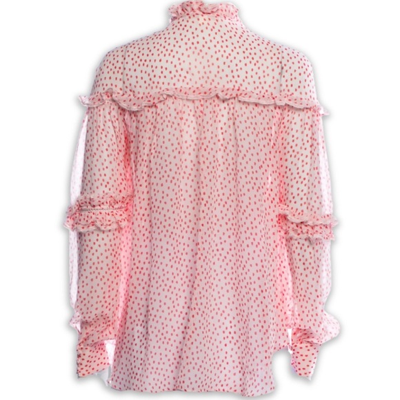 Jonathan Simkhai Delicate Romantic Silk Crepe Polka Dot Print Blouse Small - Picture 4 of 12